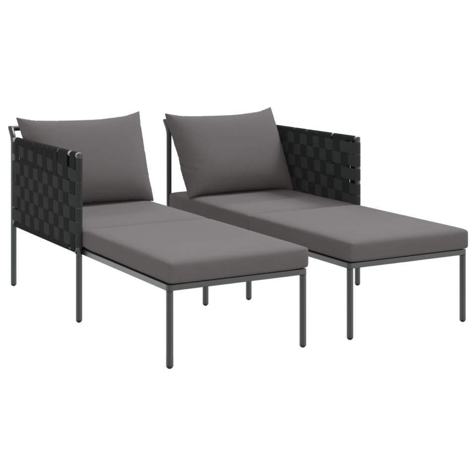 Șezlong cu perne pentru 2 persoane antracit 115x153x69,5 cm oțel - 3 | YEO