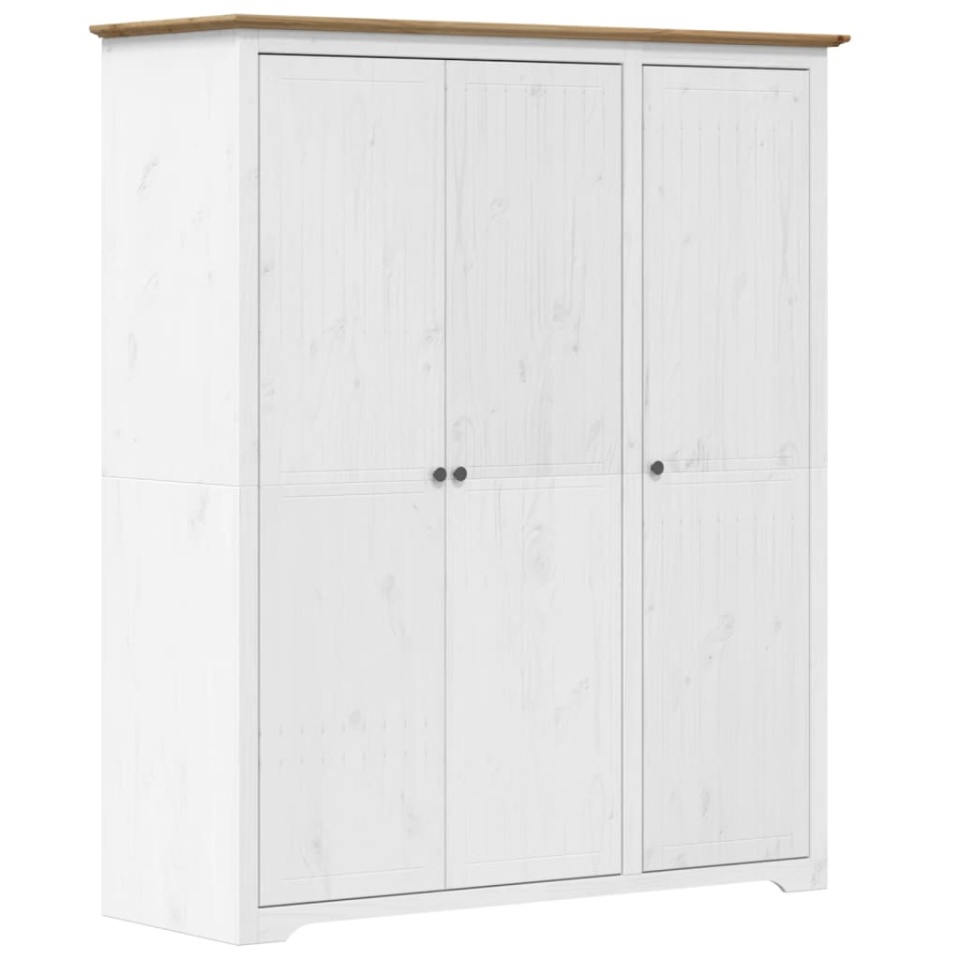 Șifonier BODO, alb & maro, 146x53,5x173 cm, lemn masiv de pin - 1 | YEO
