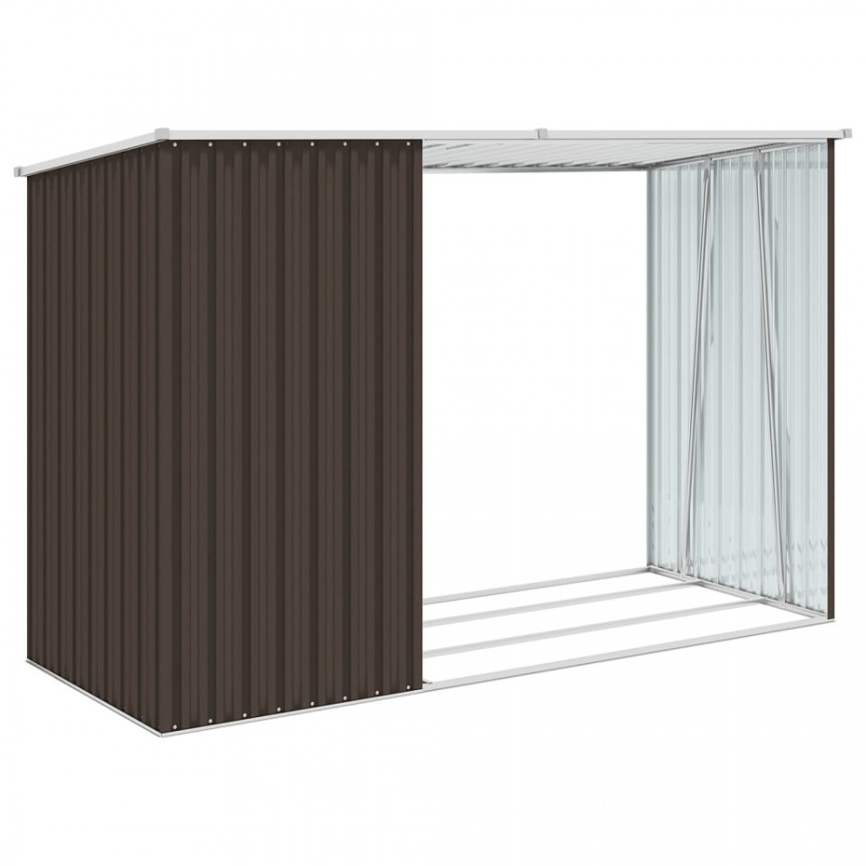 Șopron de grădină lemne de foc maro 245x98x159 cm oțel zincat - 1 | YEO