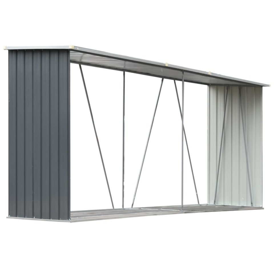 Șopron depozitare lemne, oțel galvanizat, 330x84x152 cm, gri - 1 | YEO