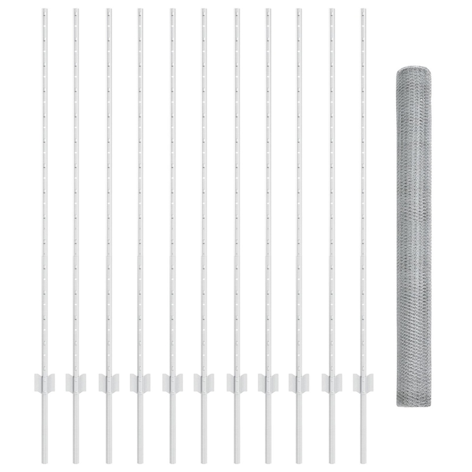 Stâlpi de Gard 22 de buc U-Channel 140 cm Oțel Galvanizat, Gard Hexagonal 1.4x25 m Oțel Galvanizat - 1 | YEO