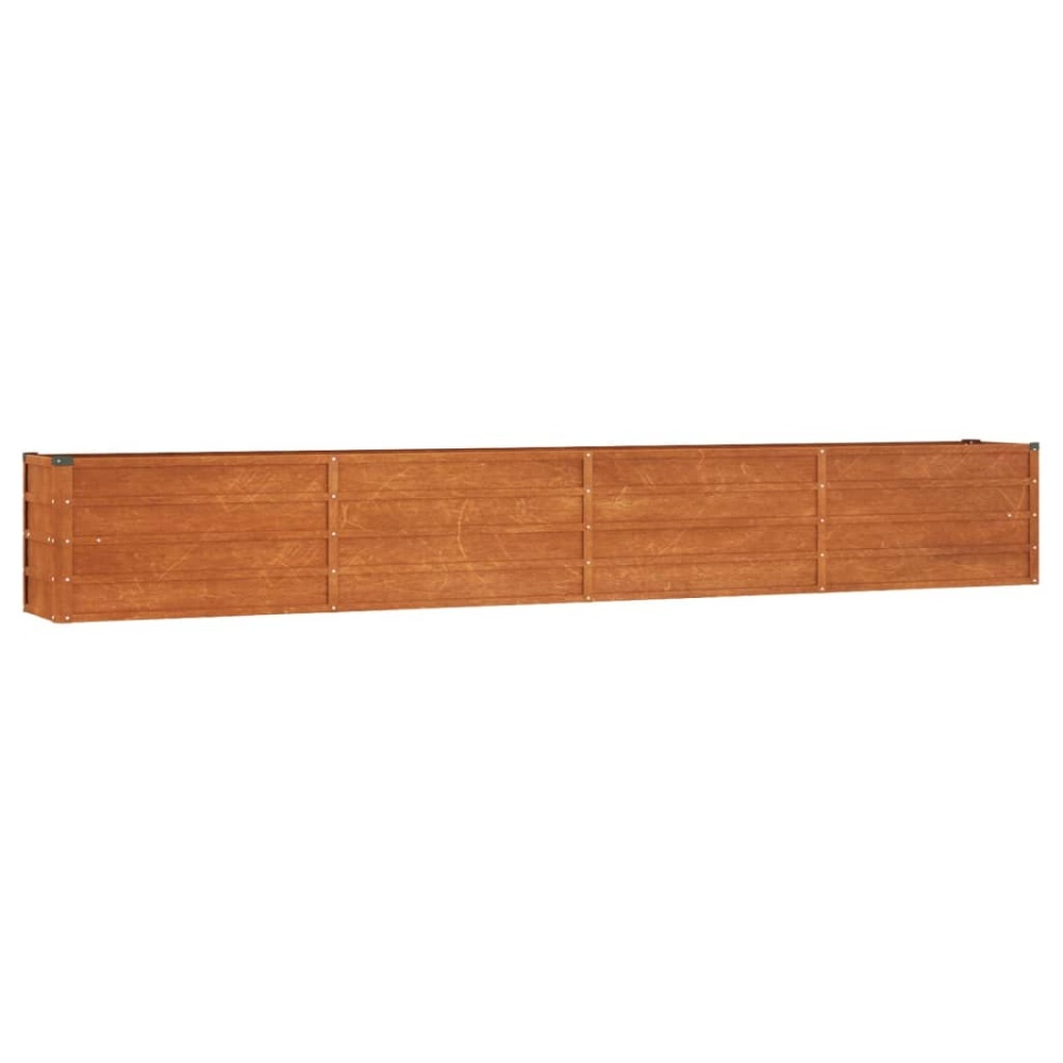 Strat înălțat de grădină, ruginiu, 320x40x45 cm, oțel corten - 1 | YEO