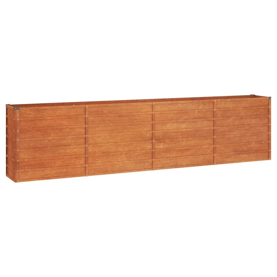 Strat înălțat de grădină, ruginiu, 320x40x77 cm, oțel corten - 1 | YEO