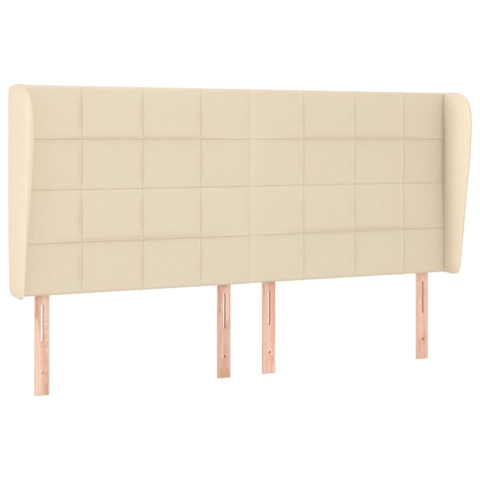 Tăblie de pat cu aripioare, crem, 203x23x118/128 cm, textil - 1 | YEO