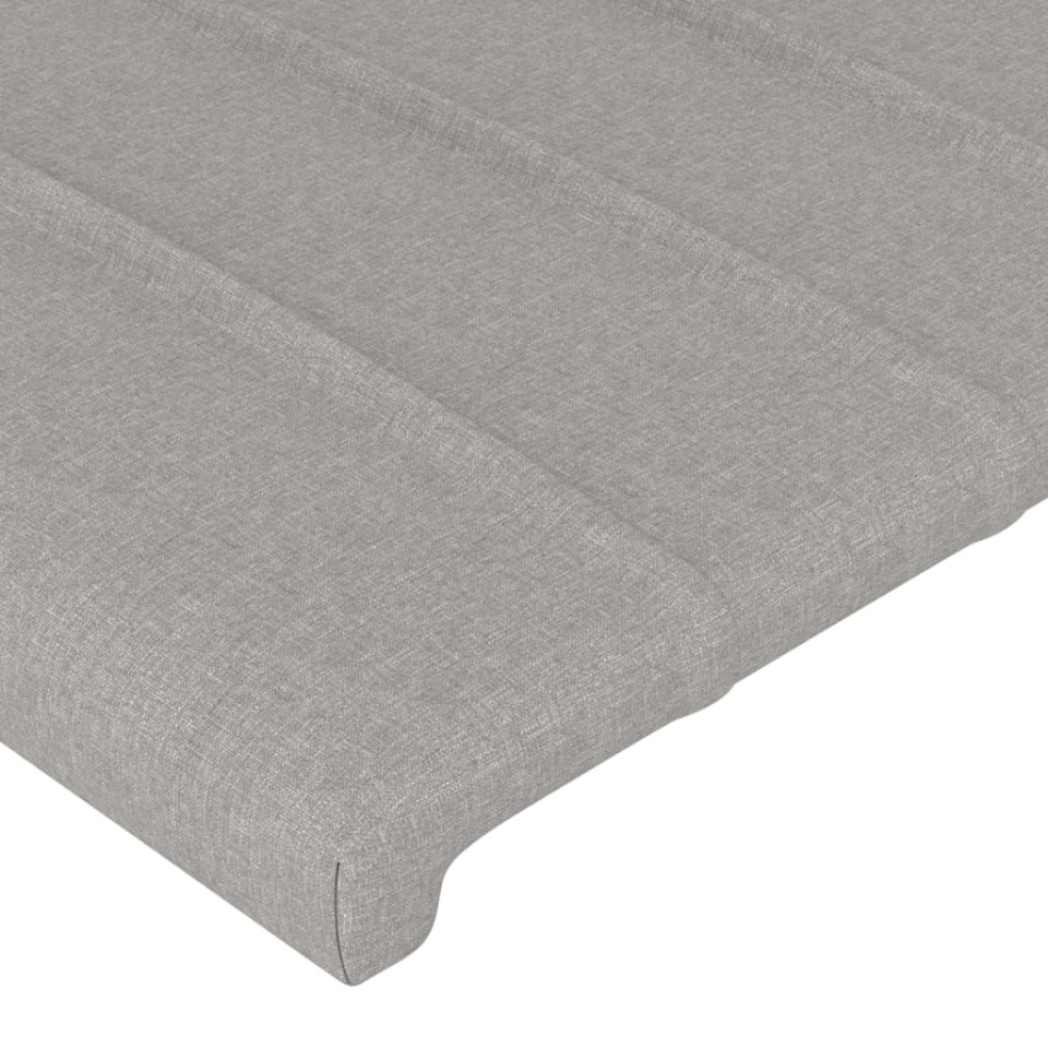 Tăblie de pat cu aripioare gri deschis 203x16x118/128 cm textil