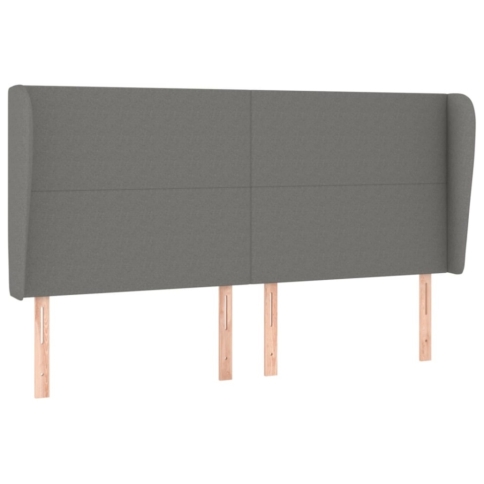 Tăblie de pat cu aripioare gri închis 163x23x118/128 cm textil - 1 | YEO