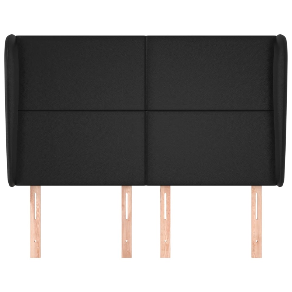 Tăblie de pat cu aripioare, negru, 147x23x118/128 cm, piele eco - 2 | YEO