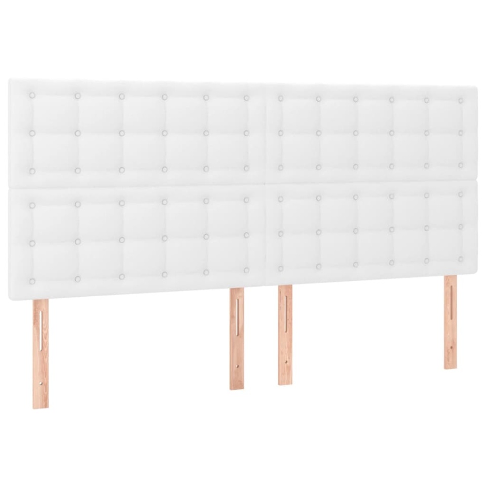 Tăblie de pat cu LED, alb, 180x5x118/128 cm, piele ecologică - 3 | YEO