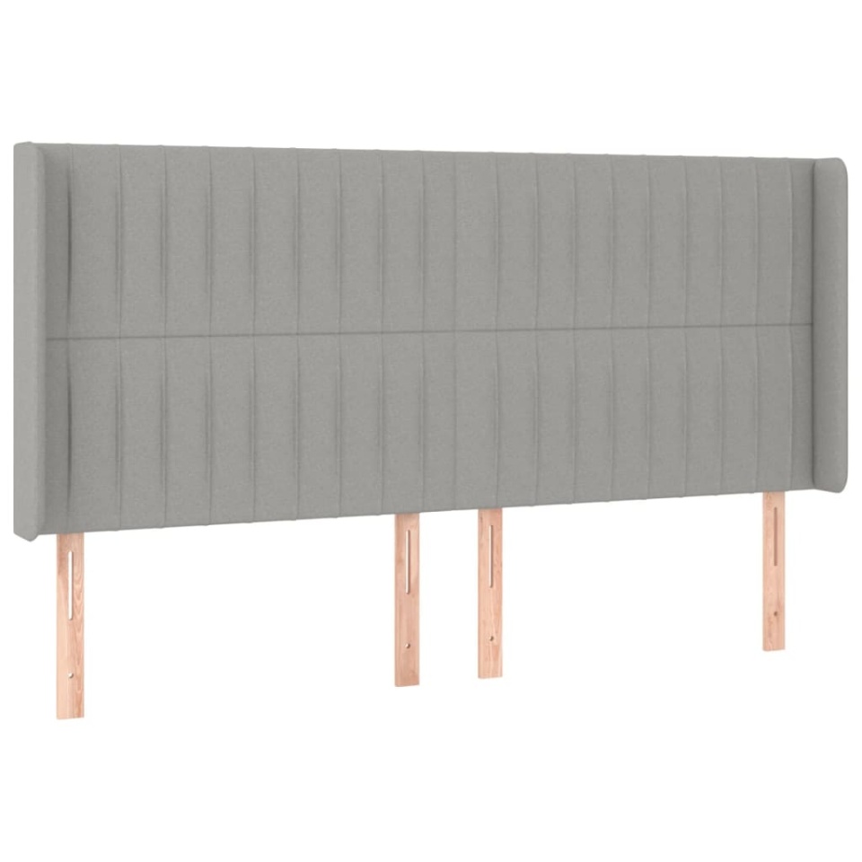Tăblie de pat cu LED, gri deschis, 203x16x118/128 cm, textil - 2 | YEO