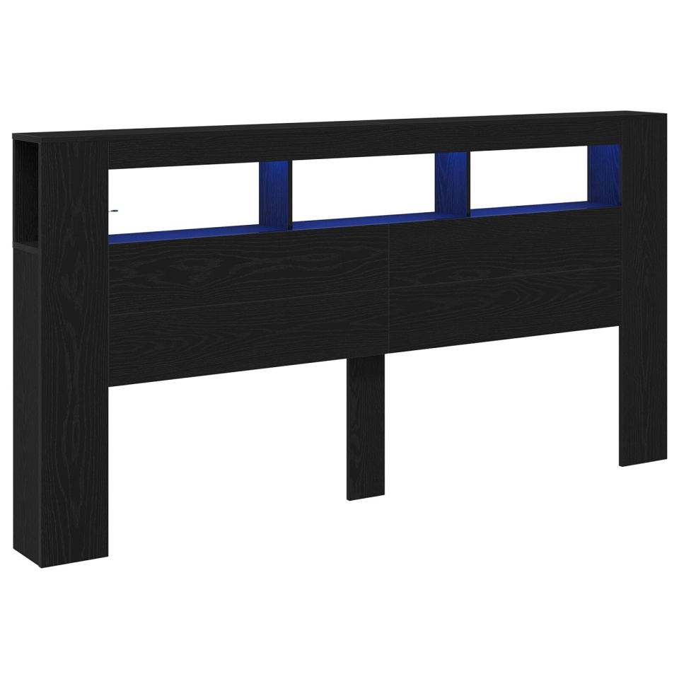 Tăblie de pat cu LED-uri Lemn Negru 200x18,5x103,5 cm - 2 | YEO