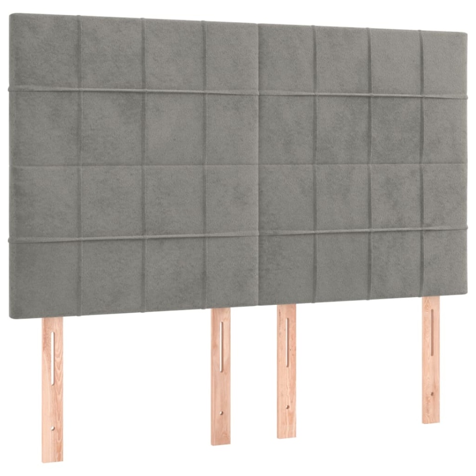Tăblii de pat, 4 buc, gri deschis, 72x5x78/88 cm, catifea - 1 | YEO