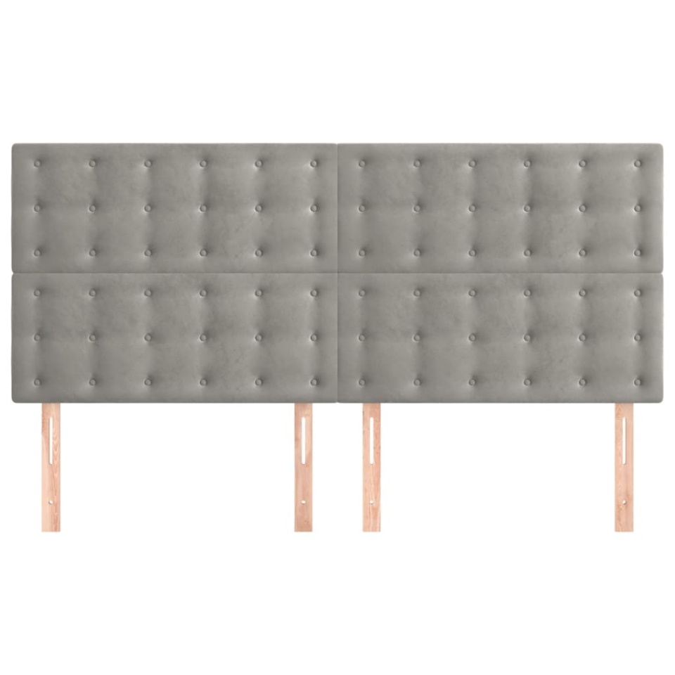 Tăblii de pat, 4 buc, gri deschis, 90x5x78/88 cm, catifea - 2 | YEO