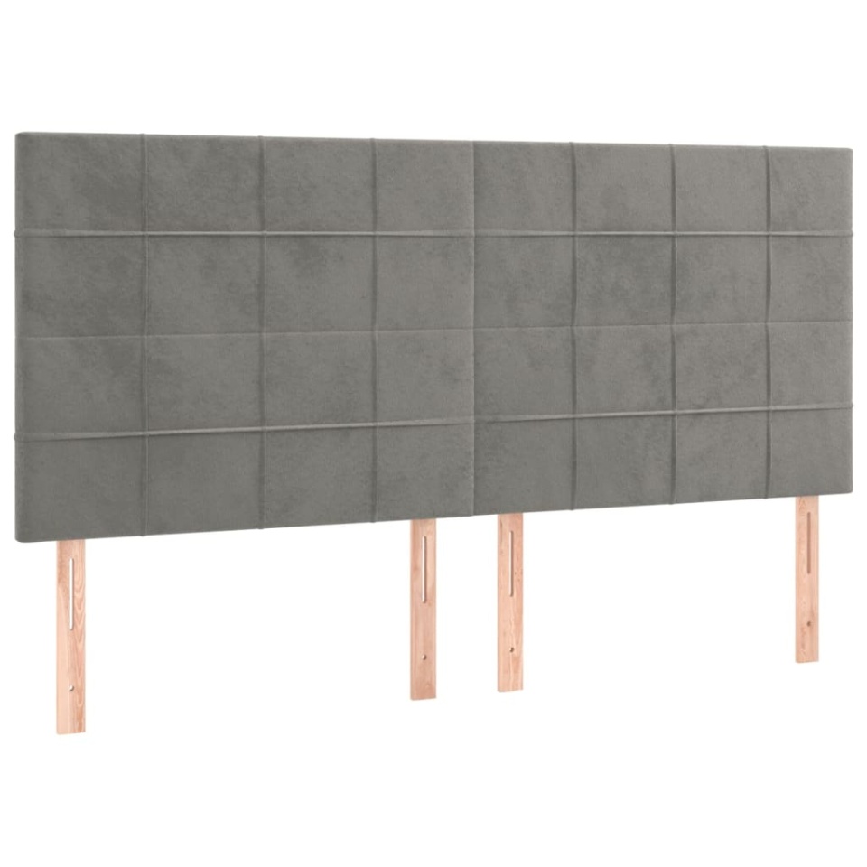 Tăblii de pat, 4 buc, gri deschis, 90x5x78/88 cm, catifea - 1 | YEO