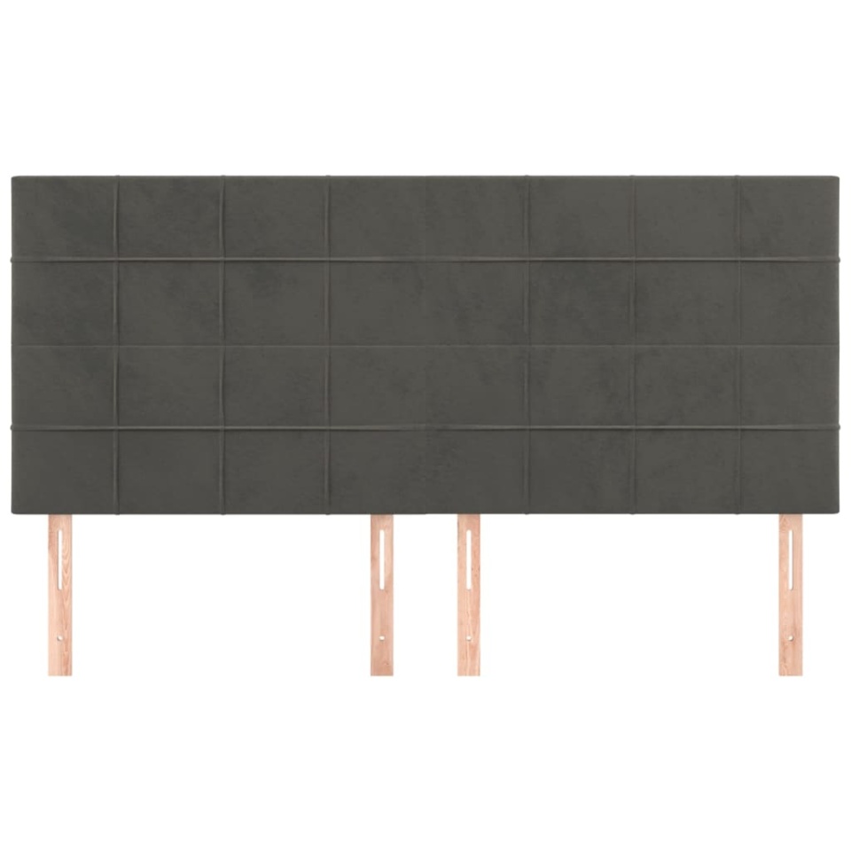 Tăblii de pat, 4 buc, gri închis, 80x5x78/88 cm, catifea - 2 | YEO