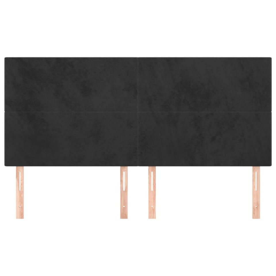 Tăblii de pat, 4 buc, negru, 90x5x78/88 cm, catifea - 2 | YEO