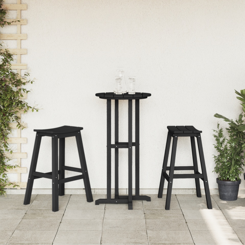 Taburete Bar 2 pcs Negru HDPE - 2 | YEO