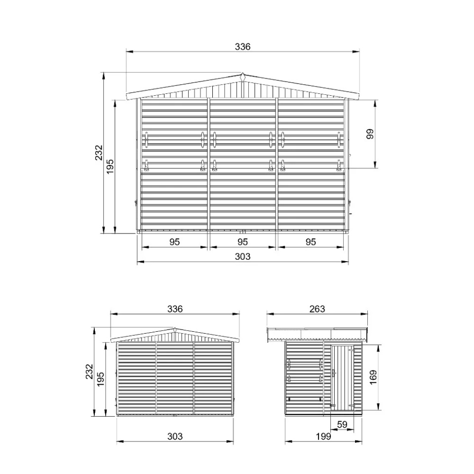 Taraba din lemn 263 x 336 cm TIMBELA M150 - 1 | YEO