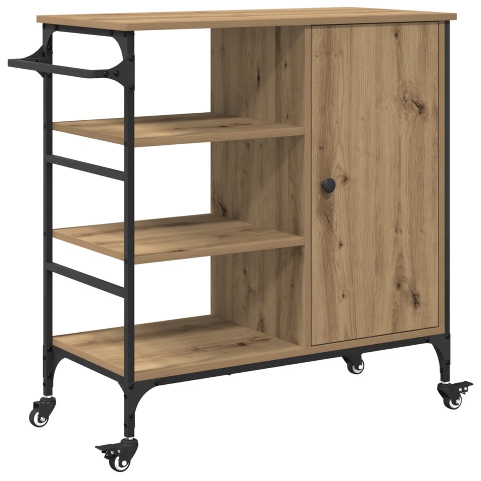 Trolley de bucătărie Stejar Natural 87.5x38.5x84.5 cm Lemn prelucrat - 1 | YEO
