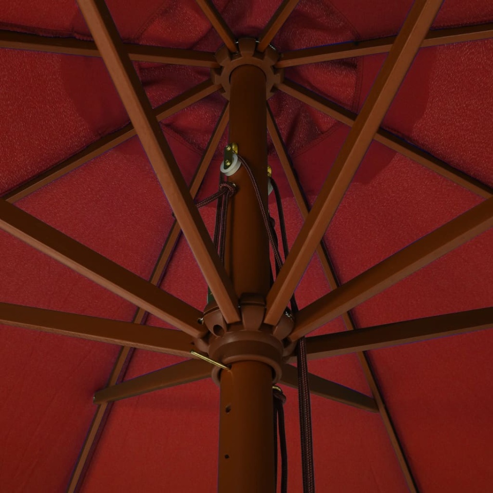 Umbrelă de soare de exterior, stâlp lemn, cărămiziu, 330 cm - 3 | YEO