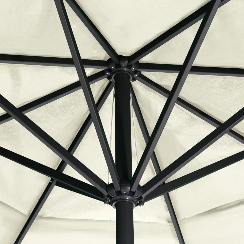 Umbrelă de soare de grădină, stâlp aluminiu alb nisipiu 600 cm - 3 | YEO