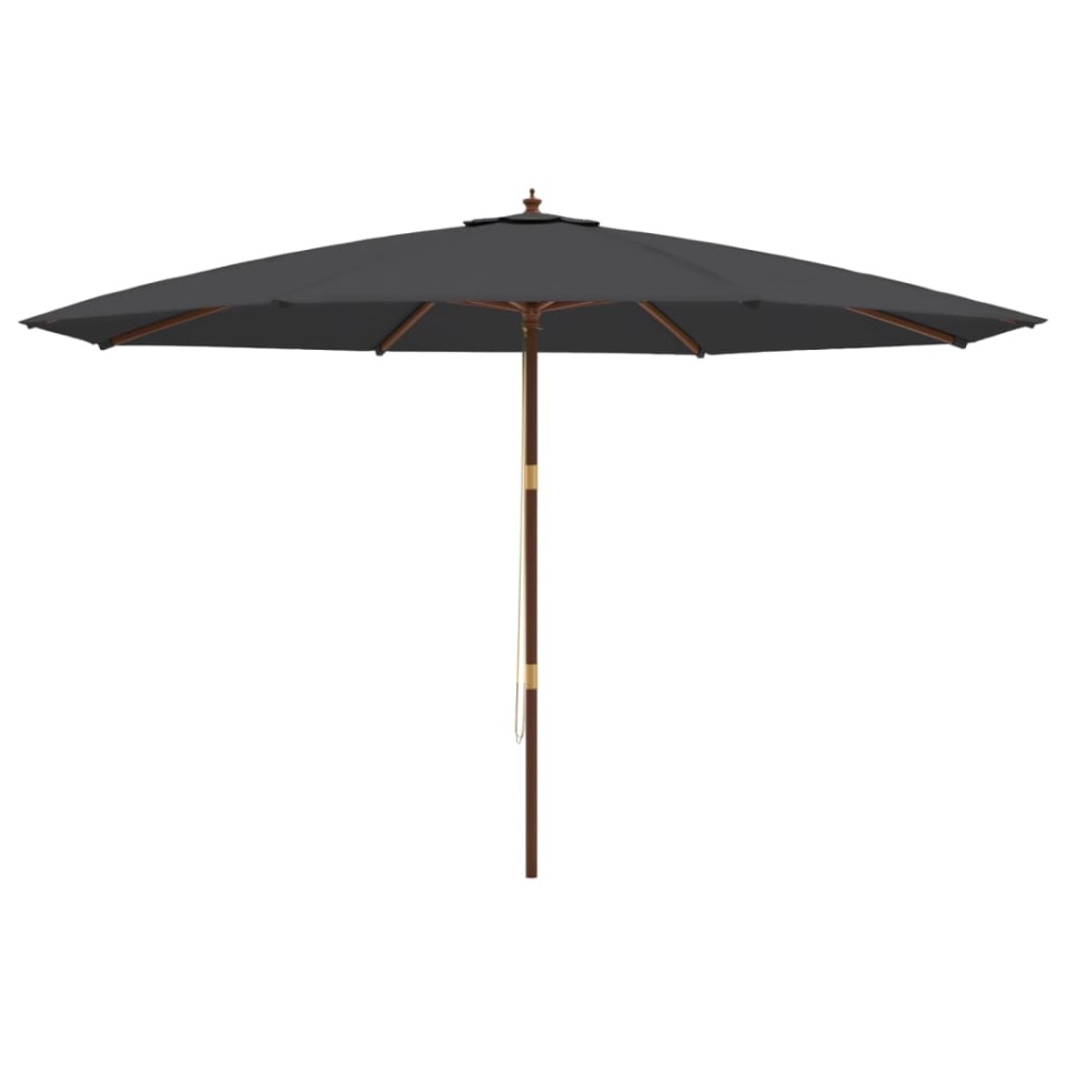 Umbrelă de soare de grădină stâlp din lemn, negru, 400x273 cm - 3 | YEO
