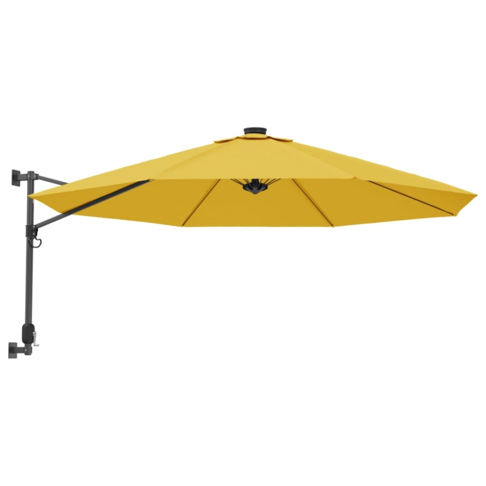 Umbrelă de soare montată pe perete, cu LED-uri, galben, 290 cm - 1 | YEO