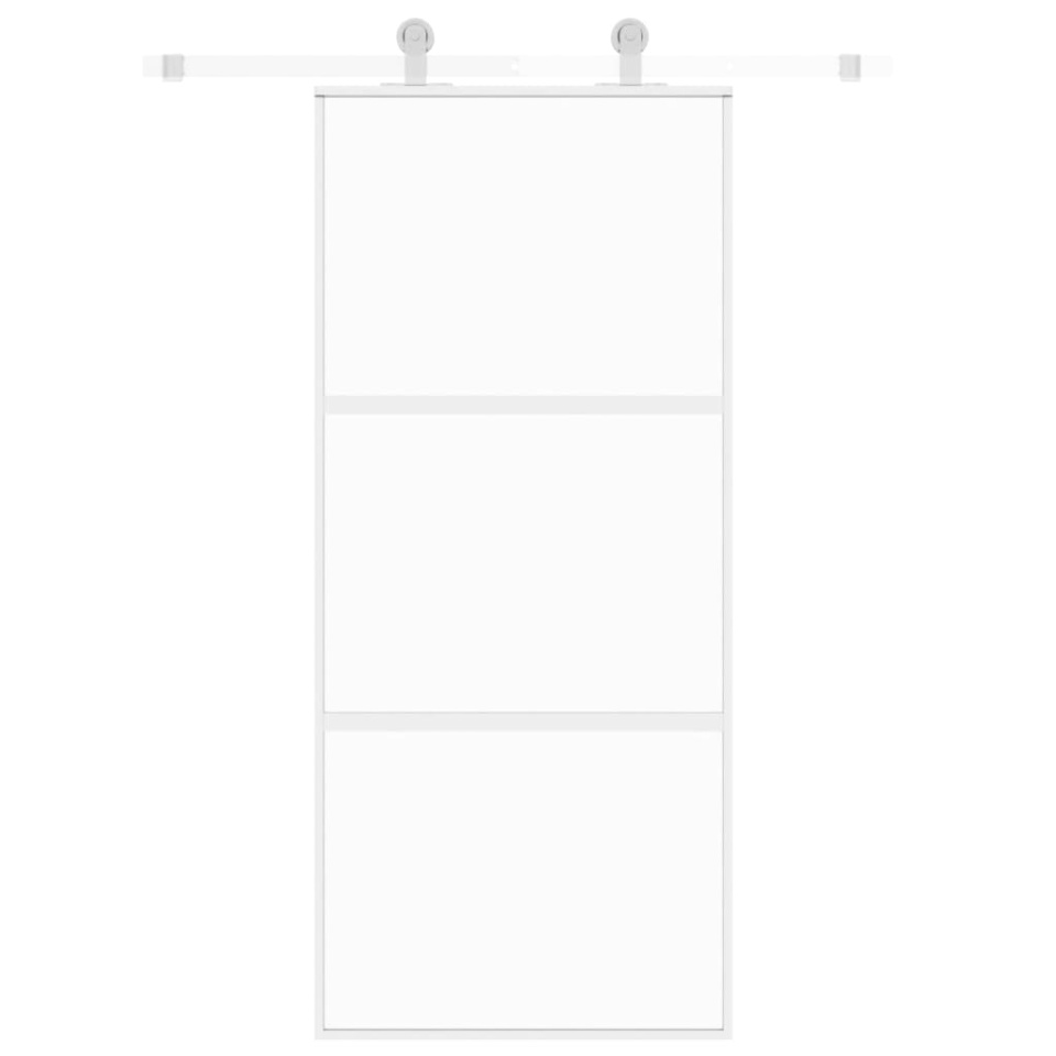 Ușă glisantă, alb, 90x205 cm, sticlă securizată/aluminiu - 2 | YEO