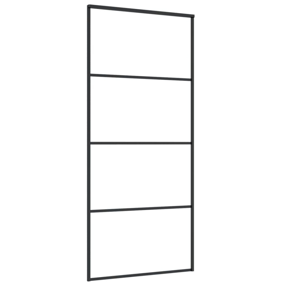 Ușă glisantă, negru, 90x205 cm, sticlă ESG mată și aluminiu - 2 | YEO