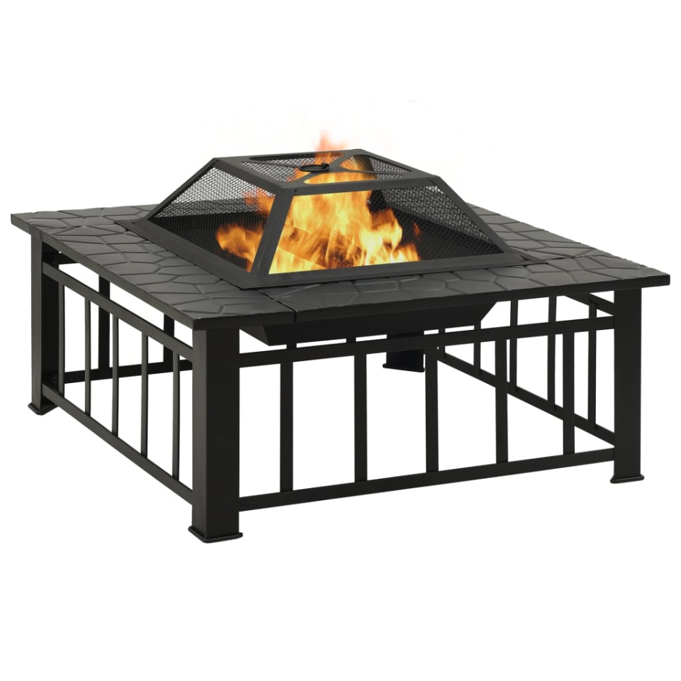 Vatră de foc cu vătrai, 79x79x46,5 cm, oțel, XXL - 1 | YEO