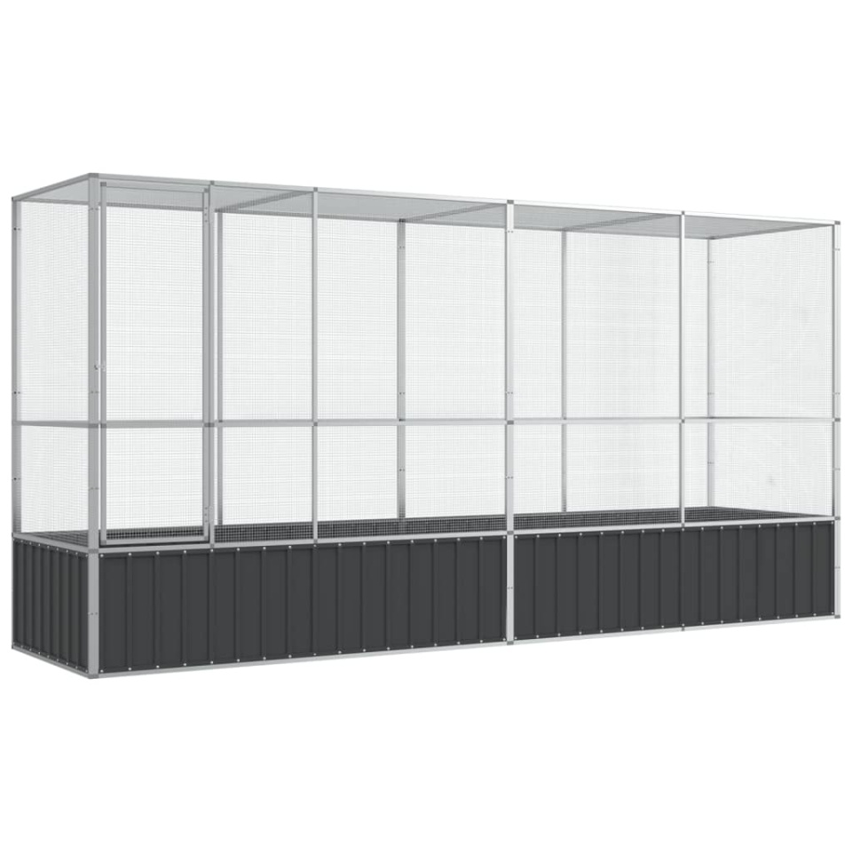 Voliera de păsări cu extensie, argintiu, 418,5x107x212 cm, oțel - 1 | YEO