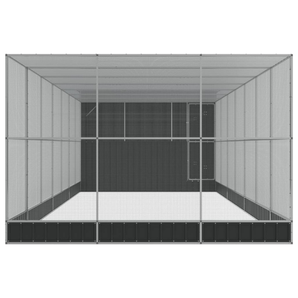 Voliera de păsări cu extensie, argintiu, 911x303x216 cm, oțel - 3 | YEO