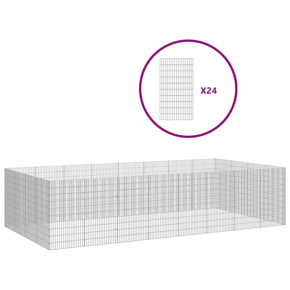 Adăpost pentru animale cu 24 panouri, 54x100 cm fier galvanizat - 1 | YEO