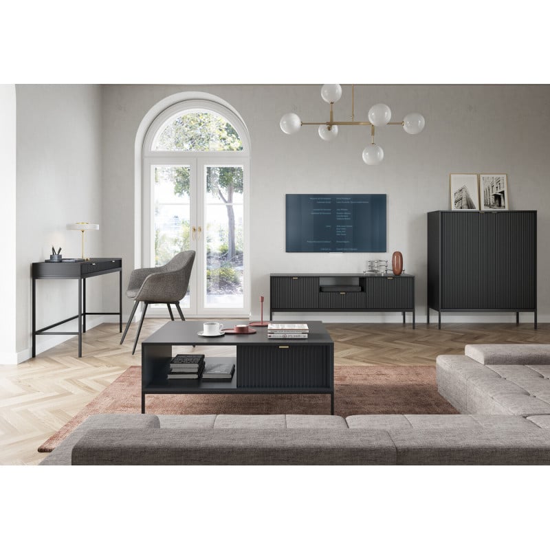 Aura AU01 TV stand 154 2D1S negru - 2 | YEO