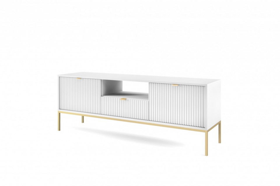 Aura AU01 TV stand 154cm 2D1S alb/auriu/auriu