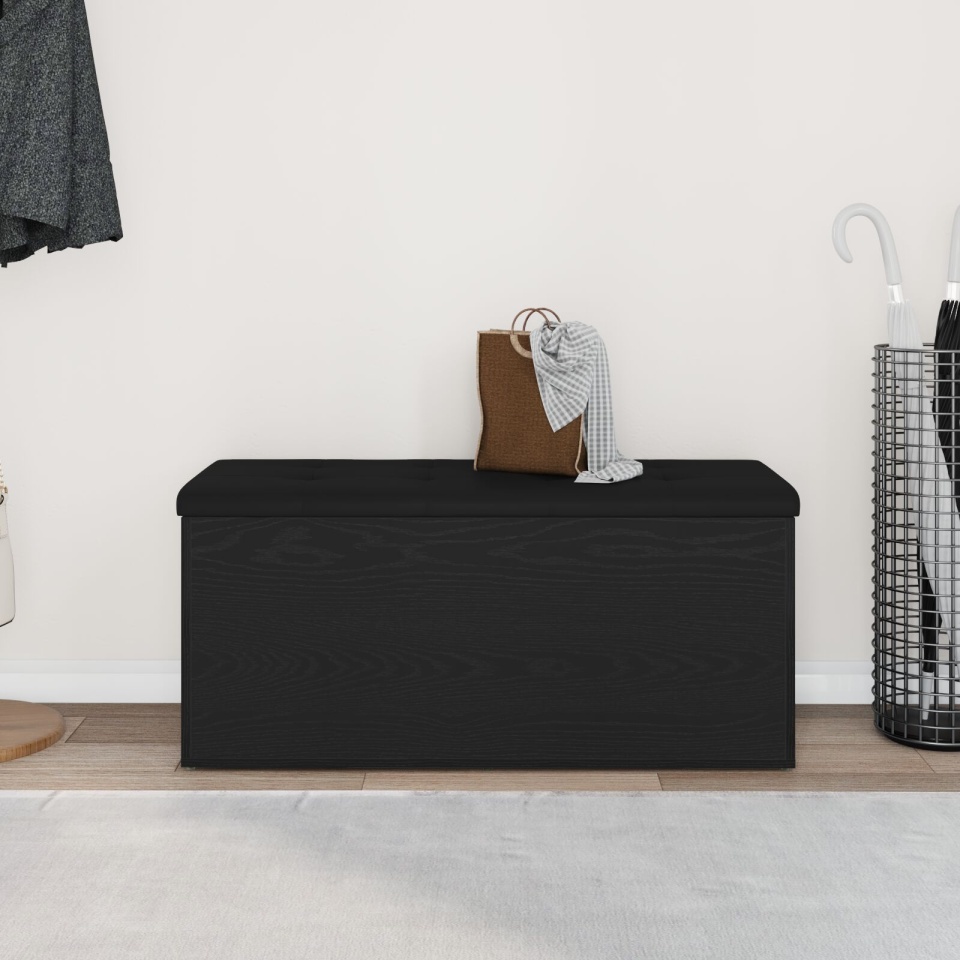 Bancă de depozitare Negru Stejar 100x40x45 cm Lemn stratificat - 3 | YEO