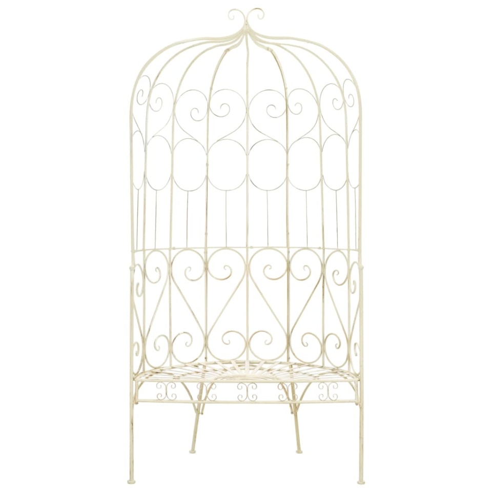 Bancă de grădină, alb vintage, 95 cm, fier - 1 | YEO