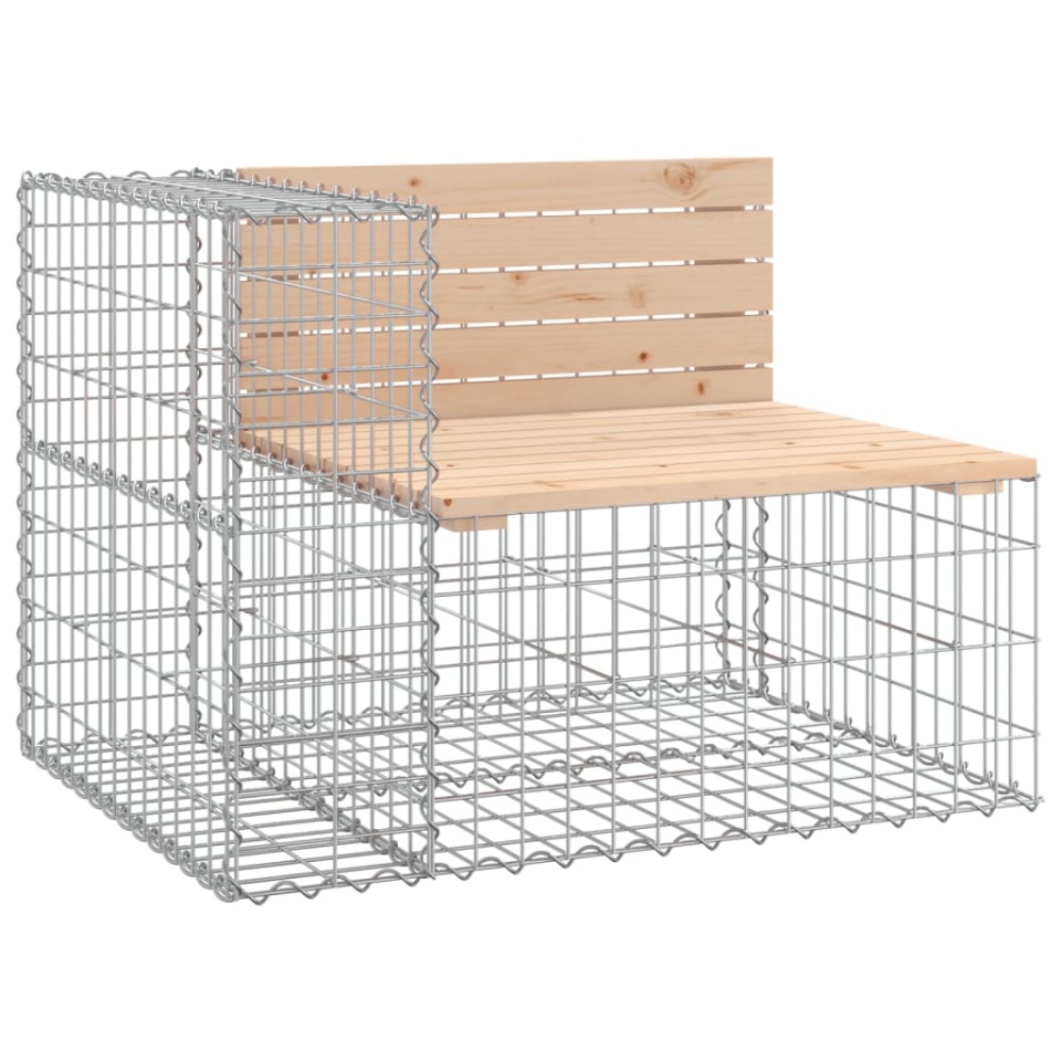 Bancă de grădină, design gabion, 184x71x65,5 cm, lemn masiv pin - 2 | YEO
