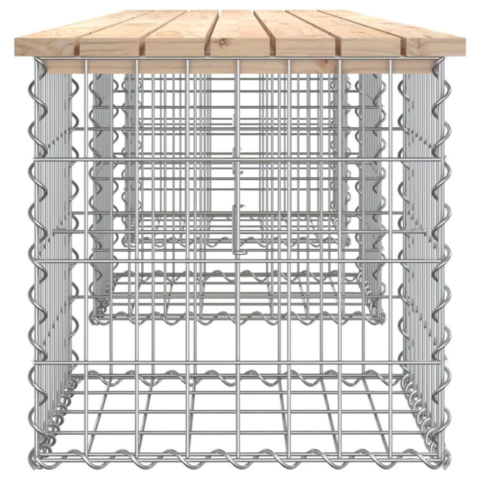 Bancă de grădină, design gabion, 203x44x42cm, lemn masiv de pin - 3 | YEO