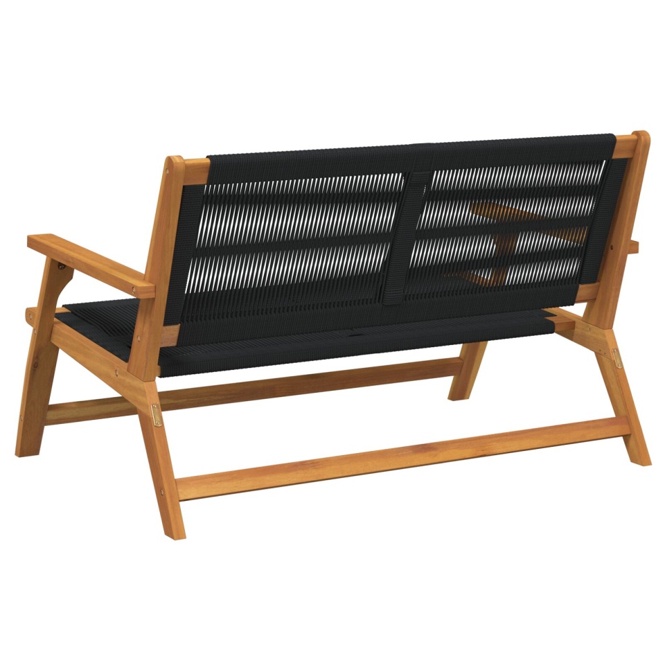 bancă de grădină Neagră 76x122x73 cm Lemn masiv de acacia - 3 | YEO