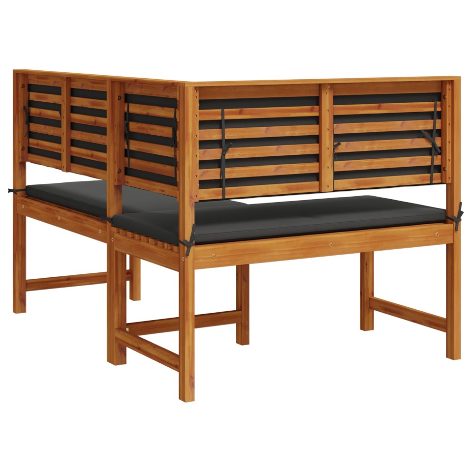 bancă de grădină , unghiulară, cu perne 140x100x91 cm, din lemn masiv de acacia - 3 | YEO