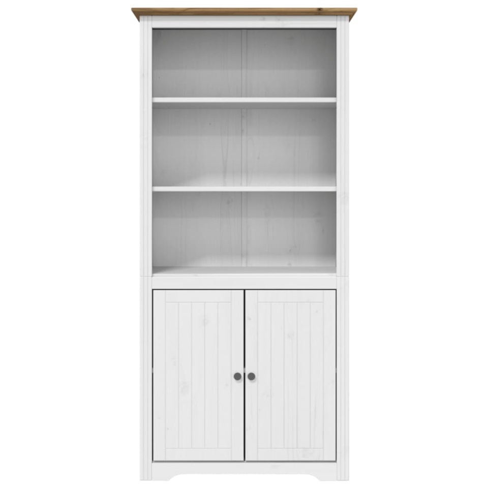 Bibliotecă BODO, alb și maro, 82x40x173 cm, lemn masiv de pin - 2 | YEO