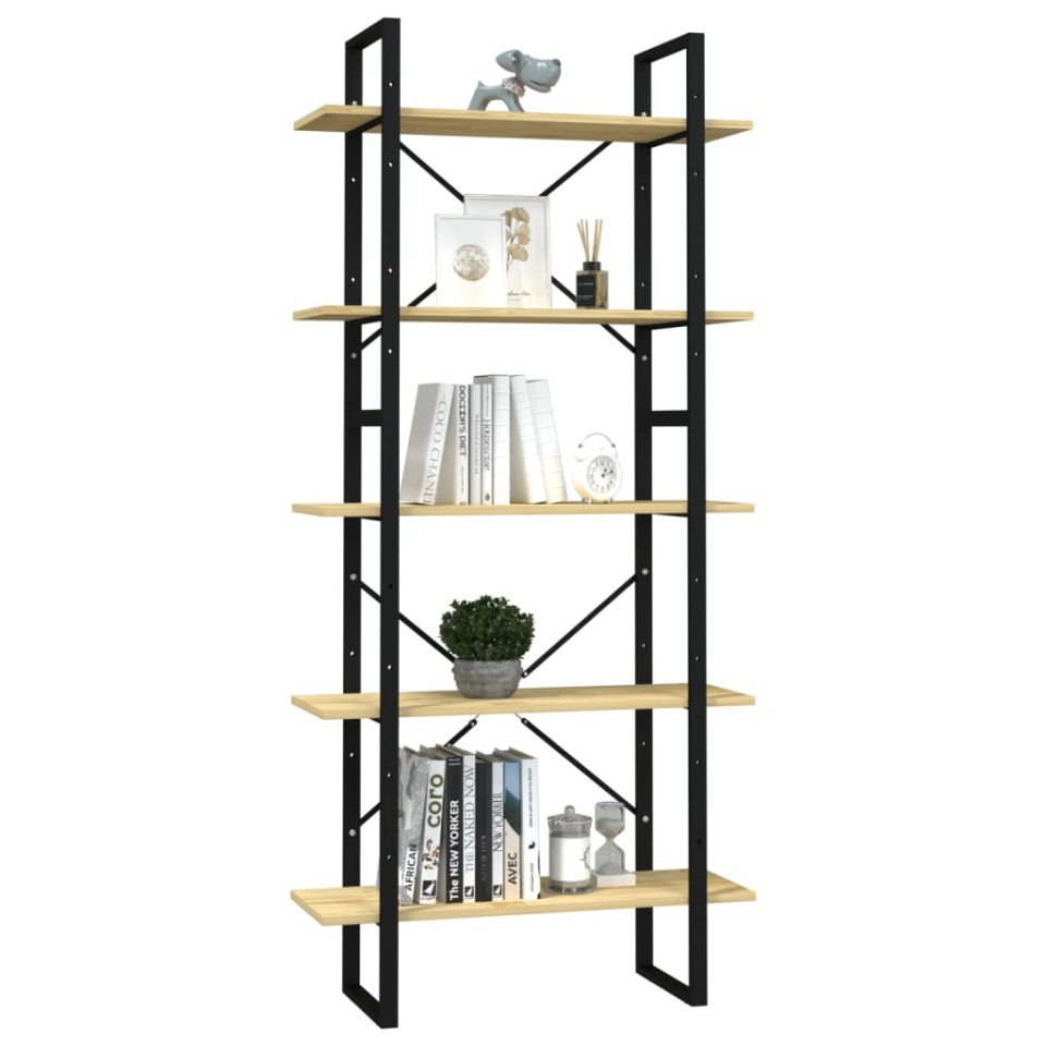 Bibliotecă cu 5 rafturi, 80x30x175 cm, lemn masiv de pin - 2 | YEO