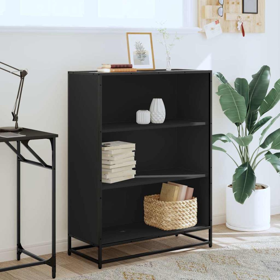 Bibliotecă, negru, 80,5x35x107,5 cm, lemn prelucrat - 2 | YEO