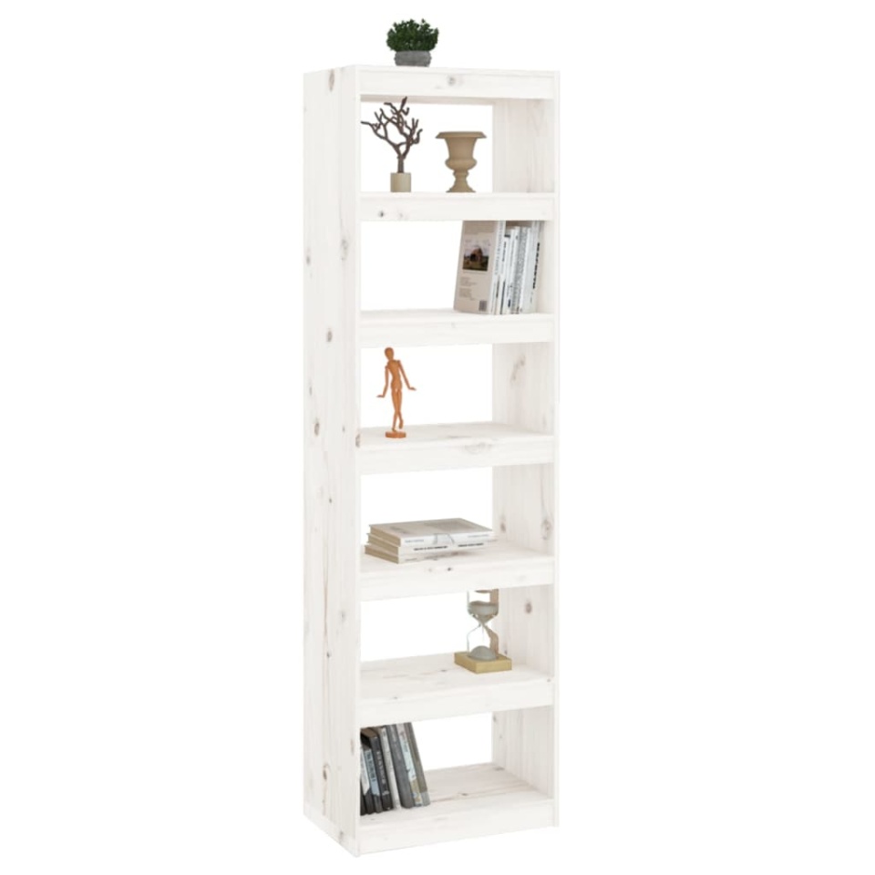 Bibliotecă/Separator cameră alb 60x30x199,5 cm lemn masiv pin - 2 | YEO