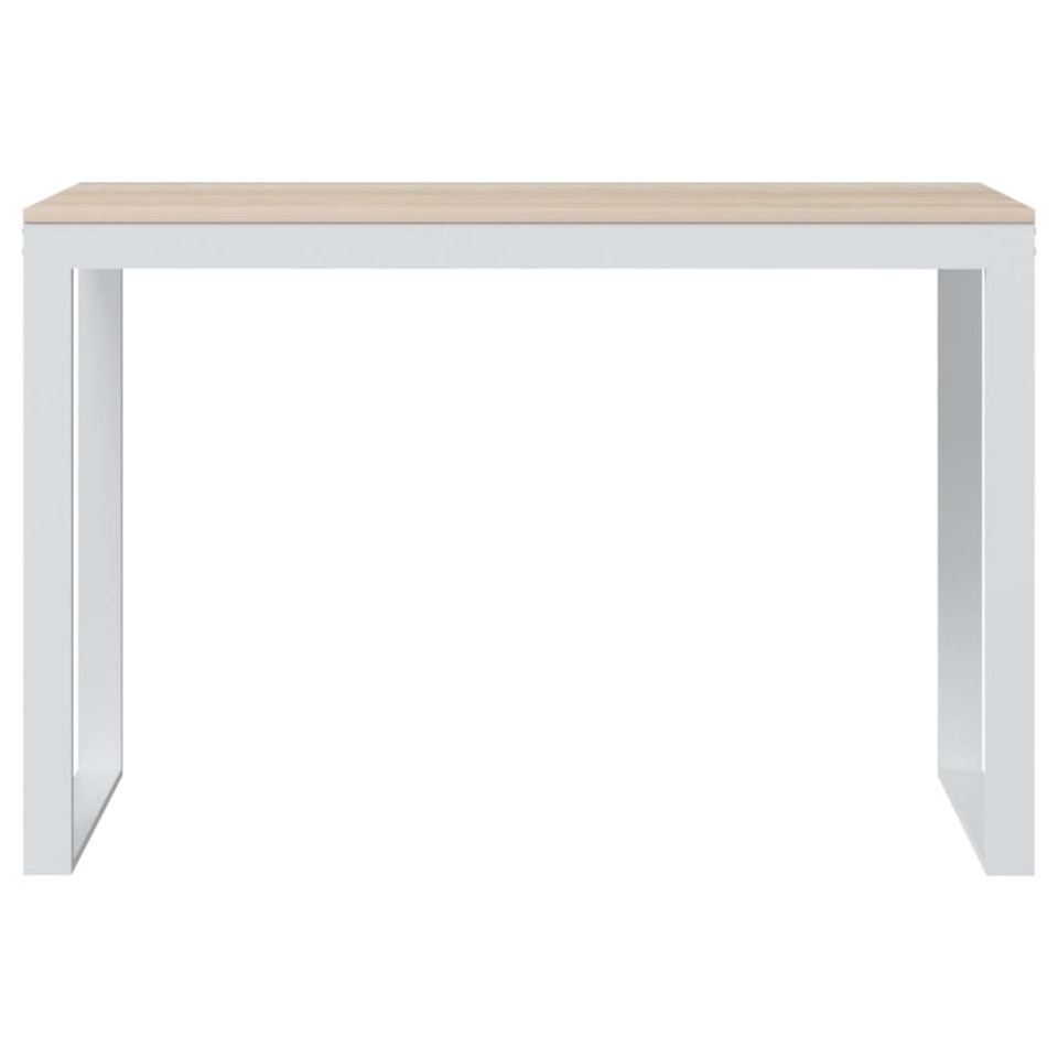Birou de calculator, alb/stejar, 110x60x73 cm, lemn prelucrat - 2 | YEO
