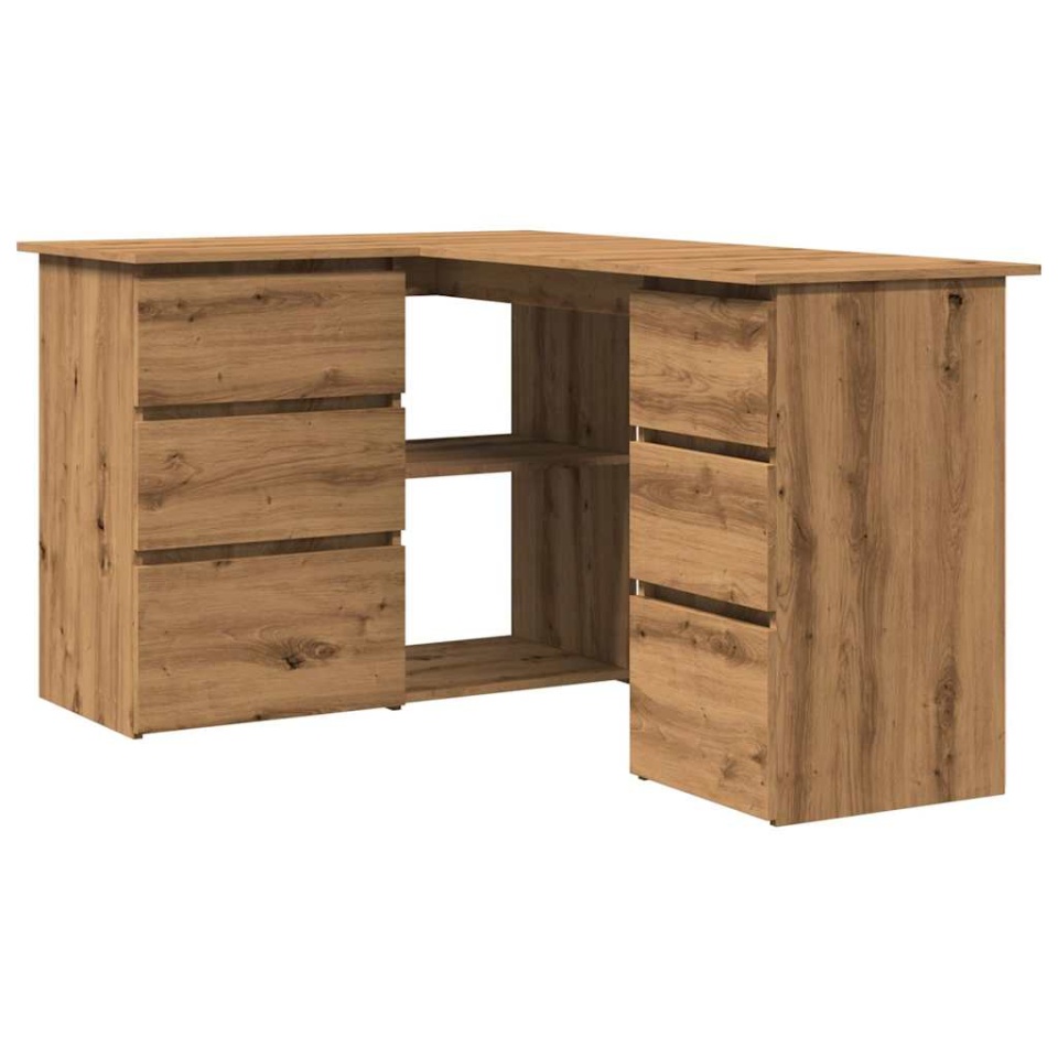 Birou de colț, stejar artizanal, 145x100x76 cm, lemn prelucrat - 1 | YEO