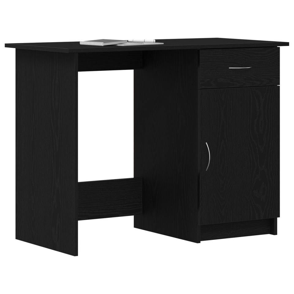 Birou Negru Stejar 100x50x76 cm Lemn prelucrat - 2 | YEO