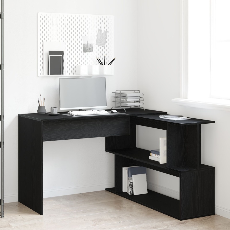 Birou Negru Stejar 200x50x76 cm Lemn Prelucrat
