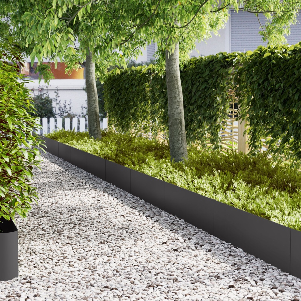 Borduri pentru gazon 20 buc Negru 100x0,5x30 cm Oțel