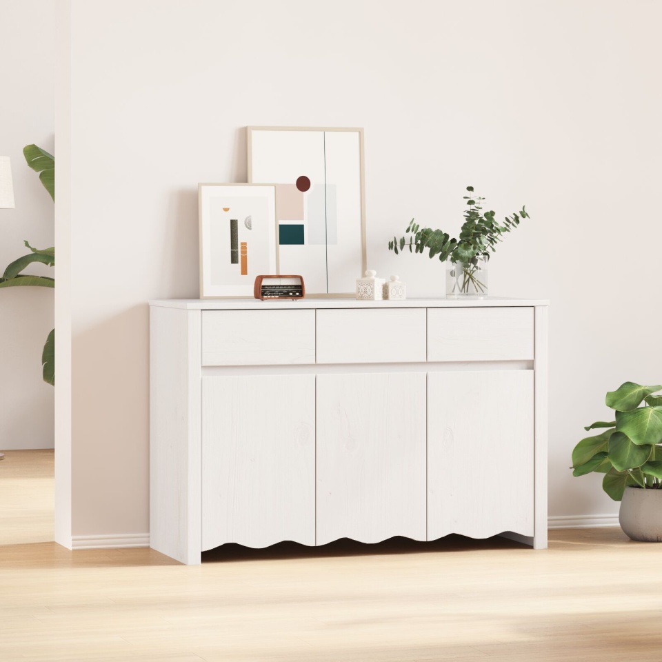 Bufet DRAMMEN Alb 114x43x75,5 cm Lemn Masiv Pin